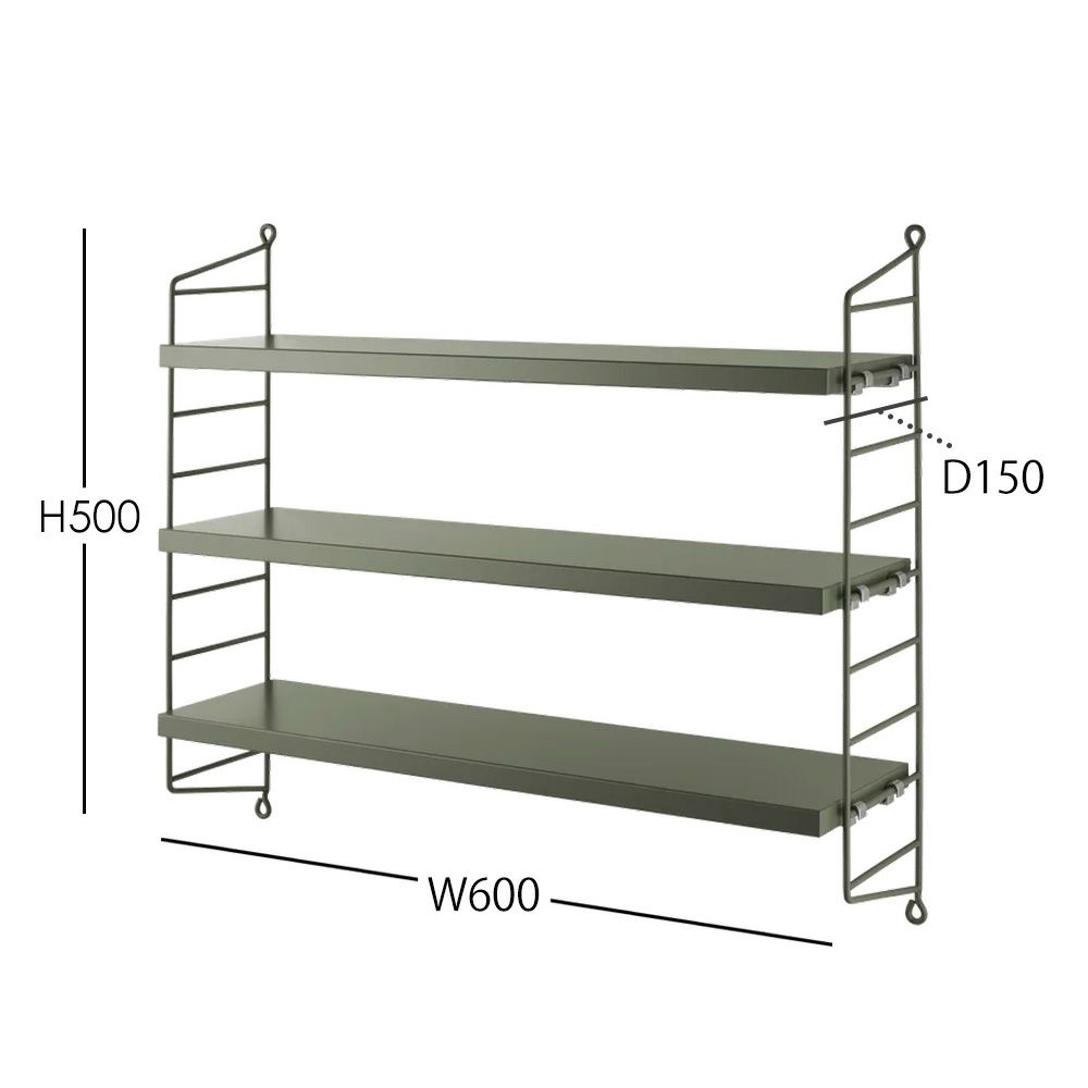 String Furniture（ストリング ファニチャー） / String Pocket（ストリング ポケット） / セージ / 石膏ボードアンカー付き / 壁面収納