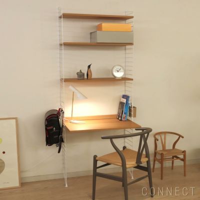 《決算キャンペーン pt10倍》String Furniture（ストリング ファニチャー） / String System（ストリング システム） / ワークデスク＋フロアパネル / W80×D60×H200cm / オーク×ホワイト / 石膏ボードアンカー付