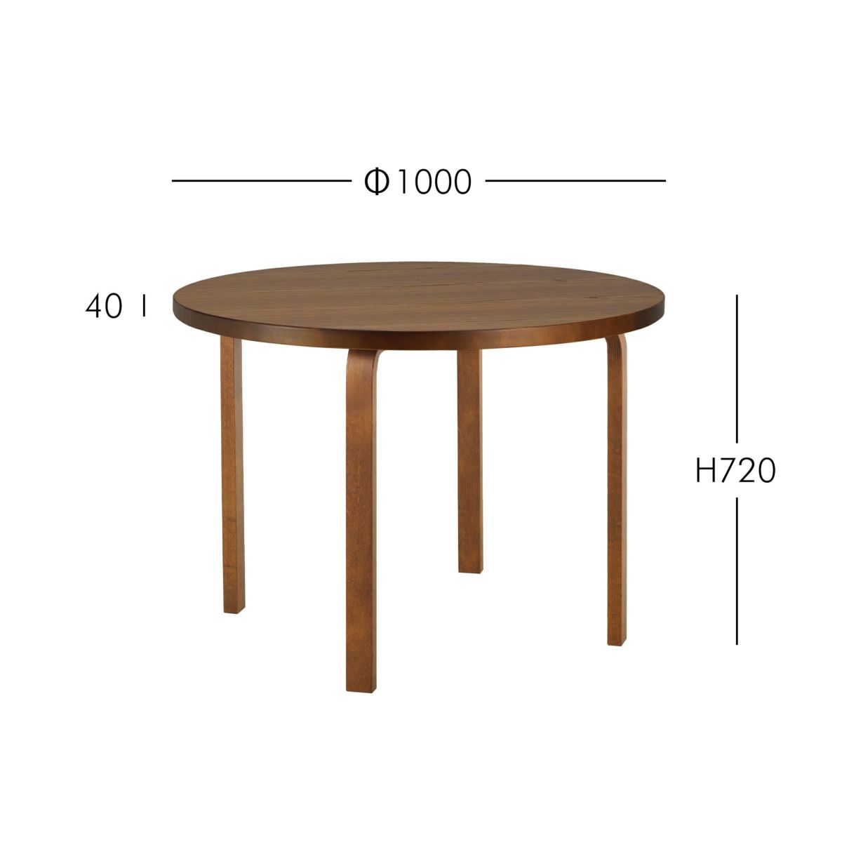 【限定モデル】Artek（アルテック） / TABLE 90A / バーチ材・オーク突板・ウォルナットステイン / ラウンドテーブル / φ100cm