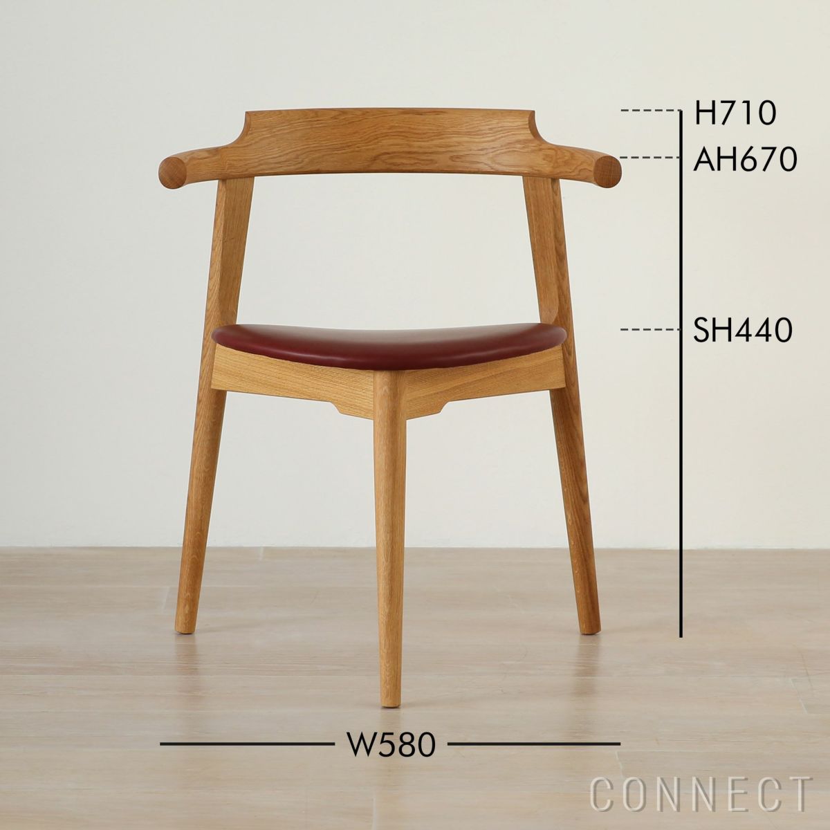 PP Mobler（PPモブラー） / PP58/3（Tripod Chair） 3本脚 チェア / オーク材・クリアバイオオイル仕上げ / スタンダードレザー（India Red）
