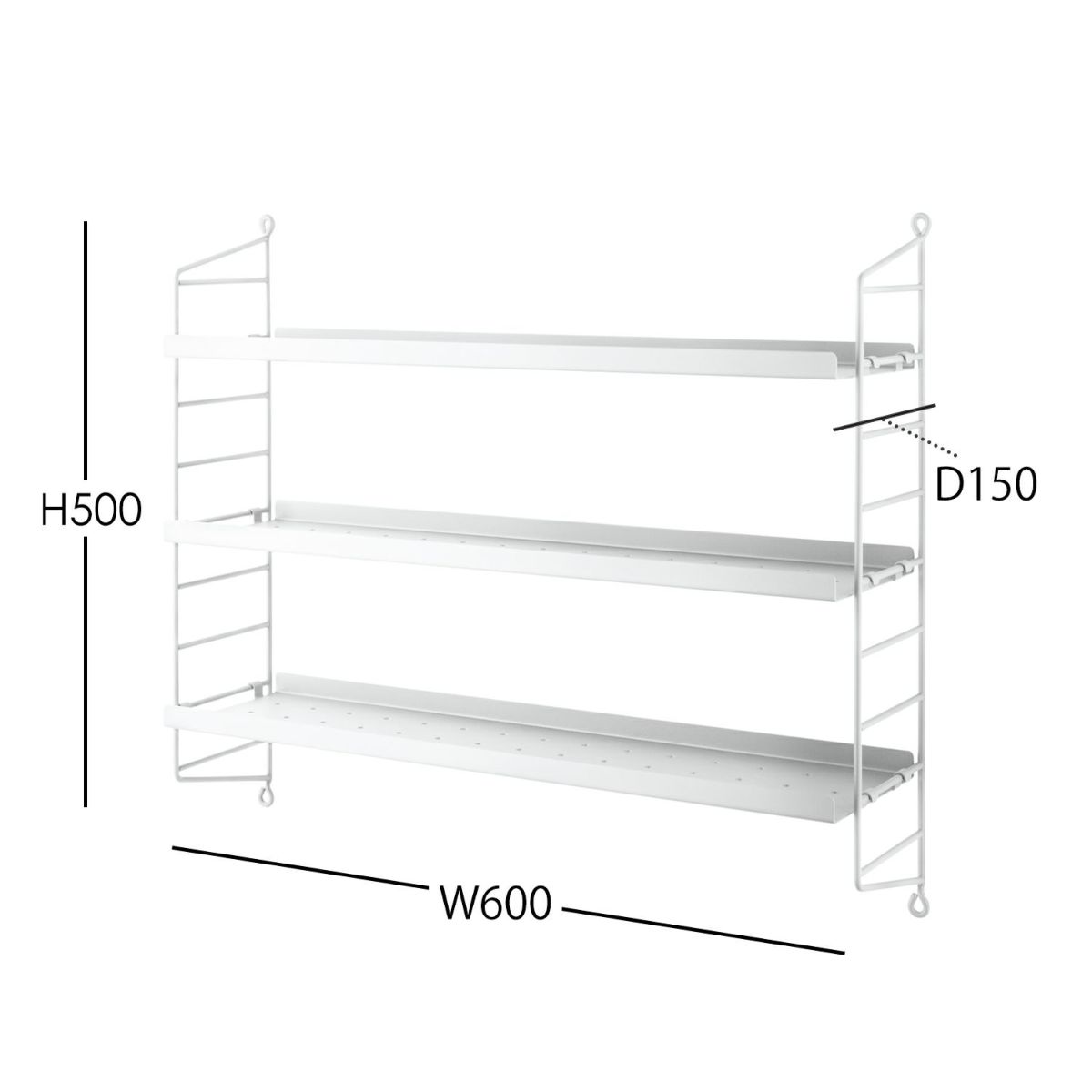 String Furniture（ストリング ファニチャー） / String Pocket（ストリング ポケット） / メタルホワイト×ホワイト / 石膏ボードアンカー付き / 壁面収納