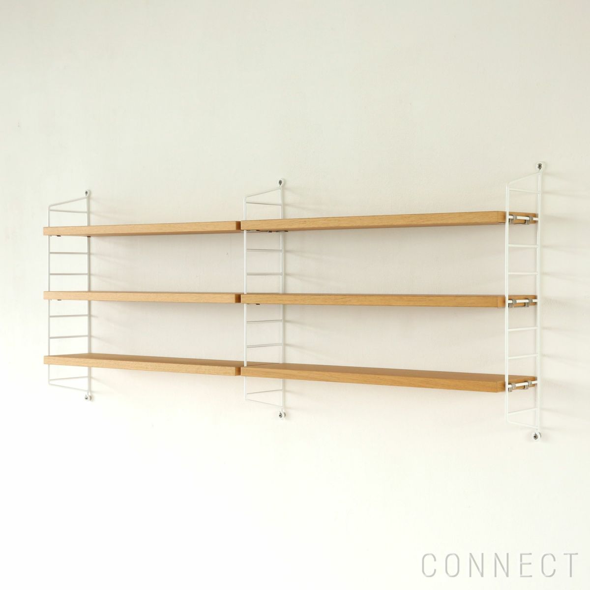 String Furniture（ストリング ファニチャー） / String Pocket（ストリング ポケット） / オーク×ホワイト / 石膏ボードアンカー付き / 壁面収納 / 2連セット