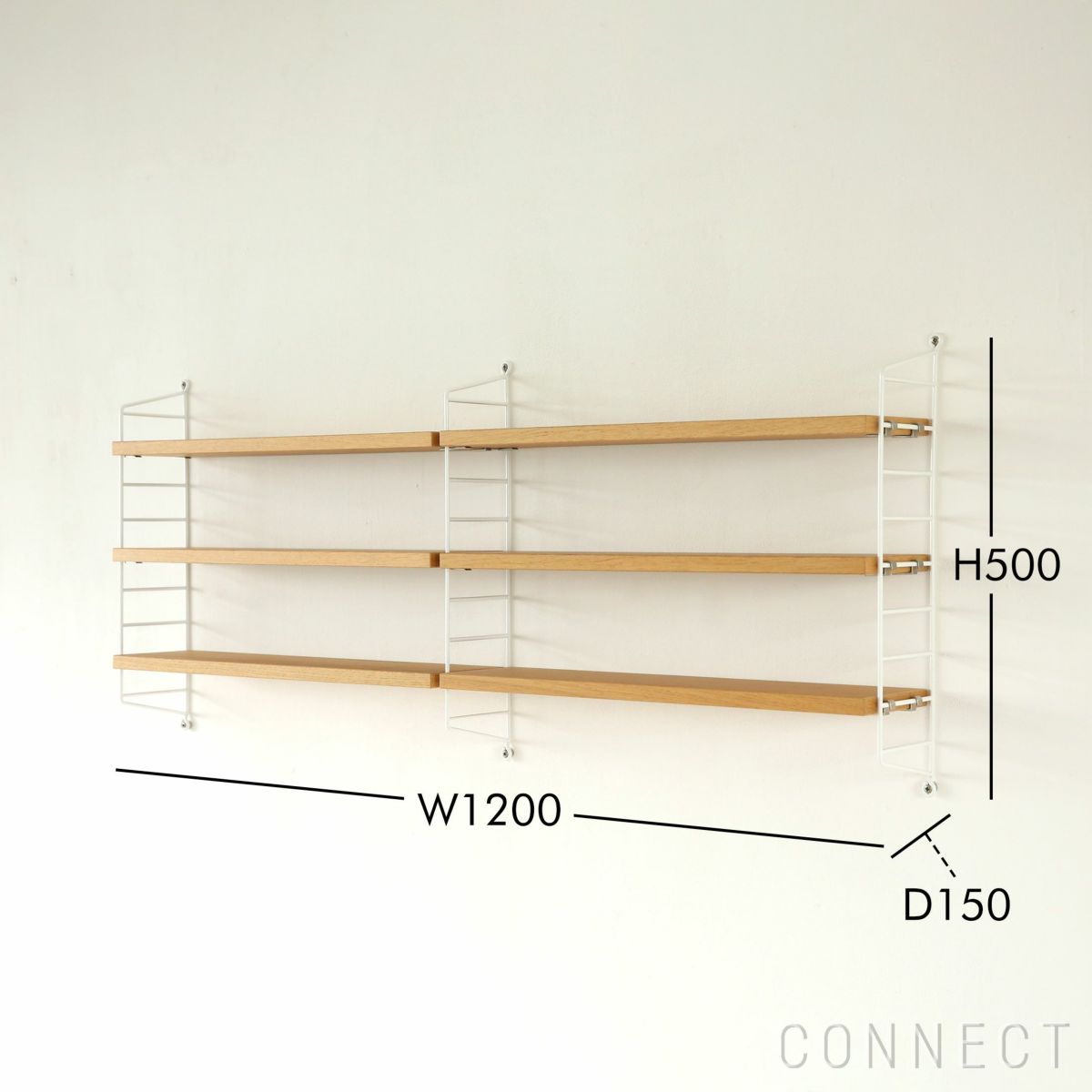 String Furniture（ストリング ファニチャー） / String Pocket（ストリング ポケット） / オーク×ホワイト / 石膏ボードアンカー付き / 壁面収納 / 2連セット