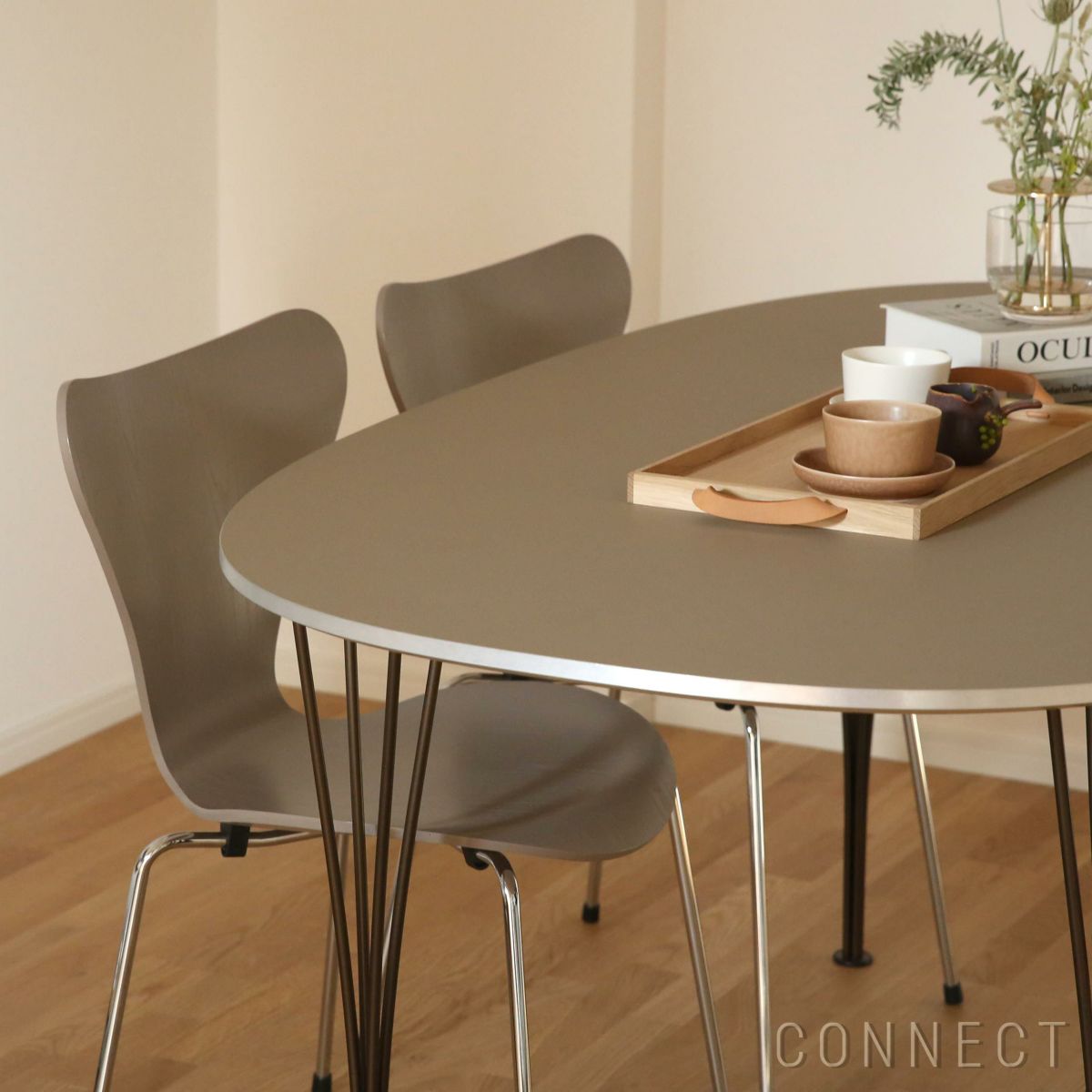 FRITZ HANSEN / TABLE SERIES（テーブルシリーズ）B616 / スーパー楕円テーブル / ブラウンオッタワ / ブラウンブロンズ脚