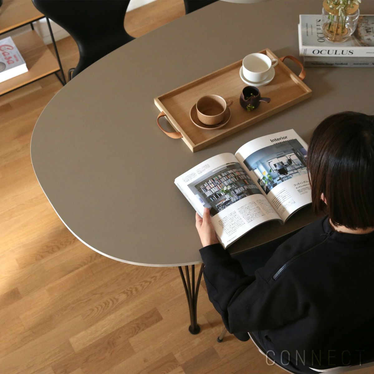 FRITZ HANSEN / TABLE SERIES（テーブルシリーズ）B616 / スーパー楕円テーブル / ブラウンオッタワ / ブラウンブロンズ脚