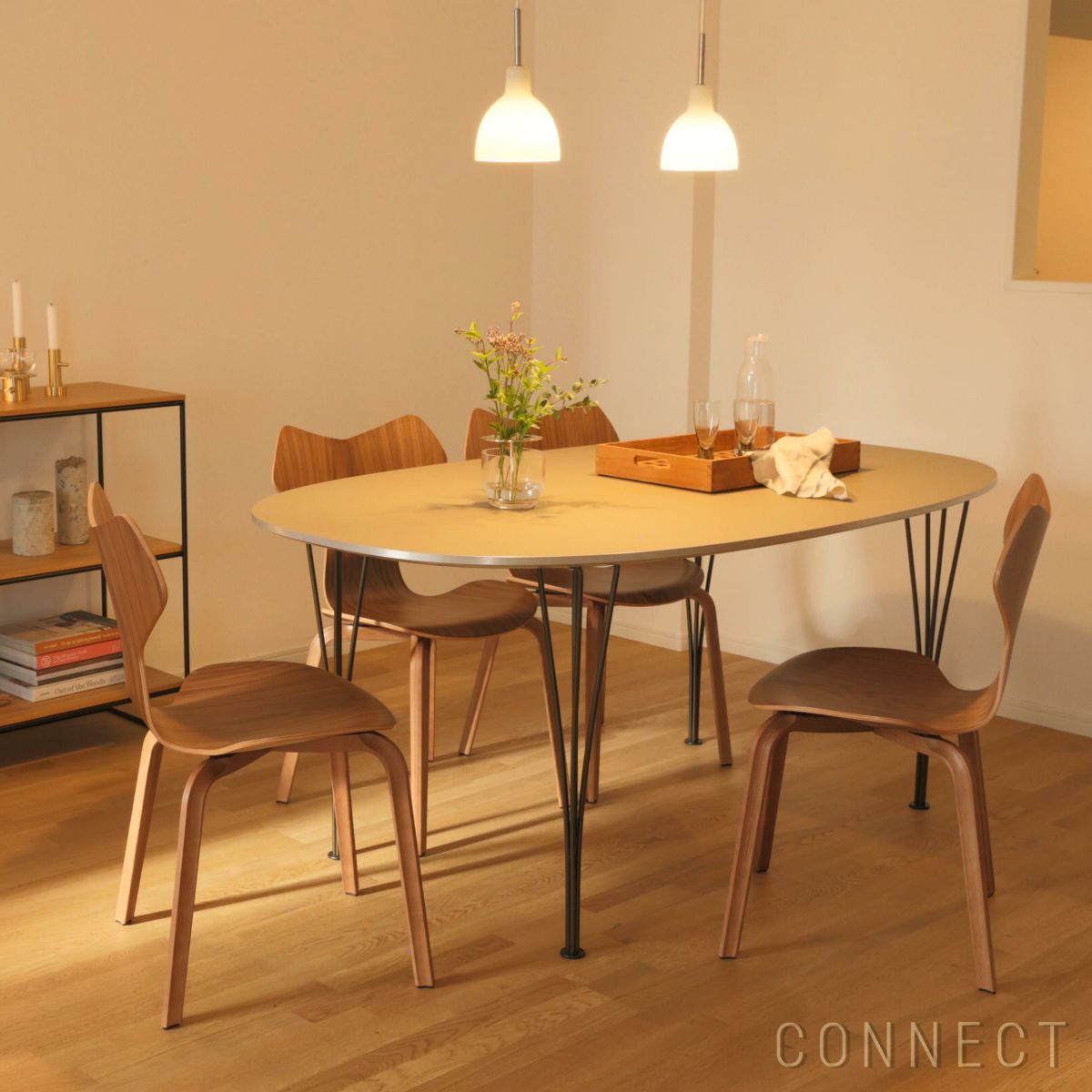 FRITZ HANSEN / TABLE SERIES（テーブルシリーズ）B616 / スーパー楕円テーブル / ブラウンオッタワ / ブラウンブロンズ脚