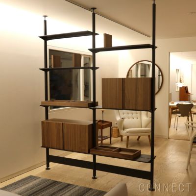 String Furniture（ストリング ファニチャー） / Pira G2（ピラ） / キャビネット＋オーガナイザー＋ブックエンド / W188×D34×H250cm / ブラックグレー / 床天井取り付け型収納
