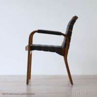 Artek（アルテック） / ARMCHAIR 45（アームチェア45） / バーチ材・ウォルナットステイン / キルティングレザー / ダークブラウン / アームレスト・レザーカバー