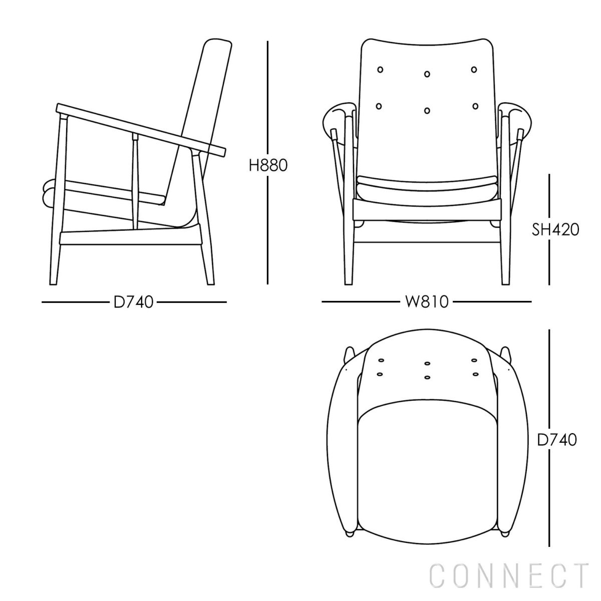 HOUSE OF FINN JUHL（ハウス・オブ・フィンユール） / KETTELHUT CHAIR（ケッテルハットチェア） / ウォルナット材・オイル仕上げ / Sacho Zero（ゼロ）001