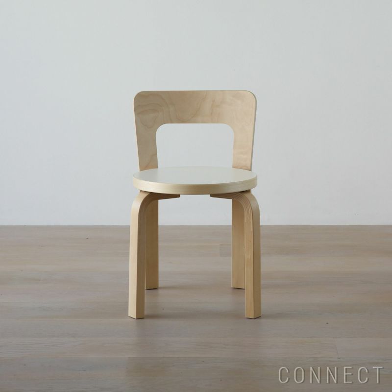 【アウトレット】Artek（アルテック） / N65 子ども用チェア / バーチ材・ナチュラルラッカー仕上げ / 座面・ホワイトラミネート / ベビーチェア《新生活応援 pt2倍》