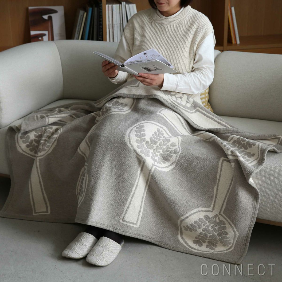 KLIPPAN（クリッパン）×mina perhonen（ミナ ペルホネン） / FOREST SPOON / シュニールコットンブランケット / ハーフサイズ 90×140cm