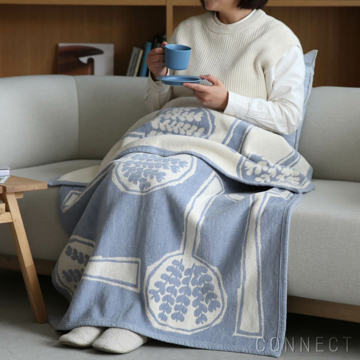 KLIPPAN（クリッパン）×mina perhonen（ミナ ペルホネン） / FOREST SPOON / シュニールコットンブランケット / ハーフサイズ 90×140cm