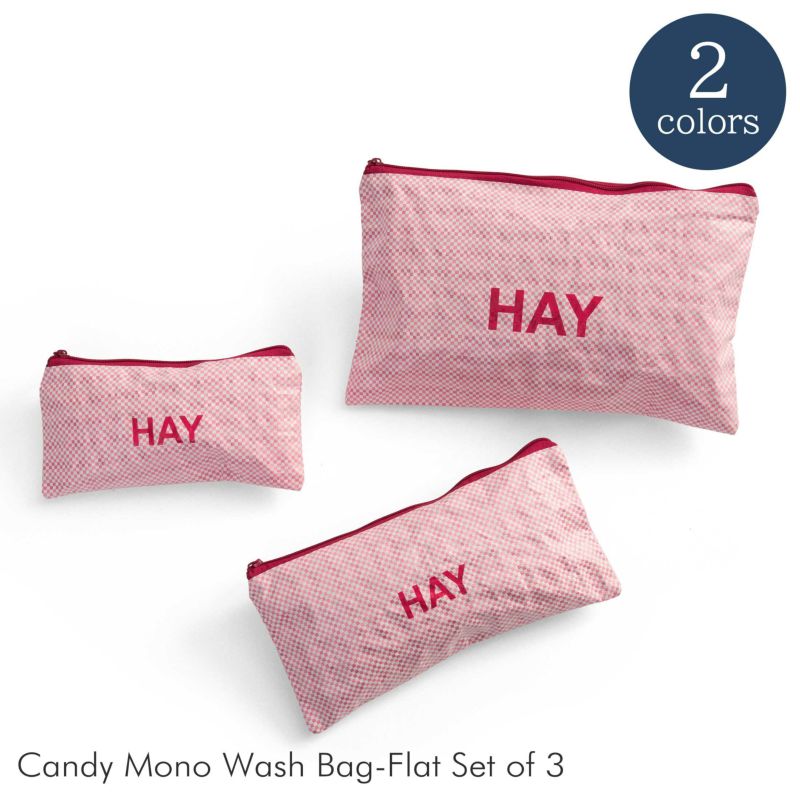 HAY（ヘイ） / CANDY MONO WASH BAG-FLAT SET OF 3（キャンディモノ ウォッシュバッグ フラット） / 全2色 / ポーチ3点セット