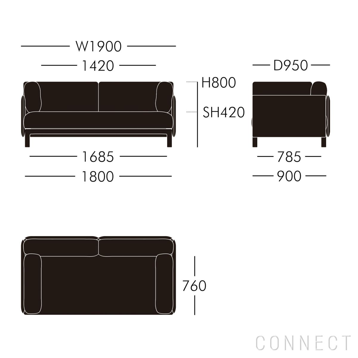 Vitra（ヴィトラ） / Anagram Sofa（アナグラムソファ）2シーター / Dumet（デュメ）28 sage steel blue / アルミベース・チョークパウダーコート仕上げ / ソファ