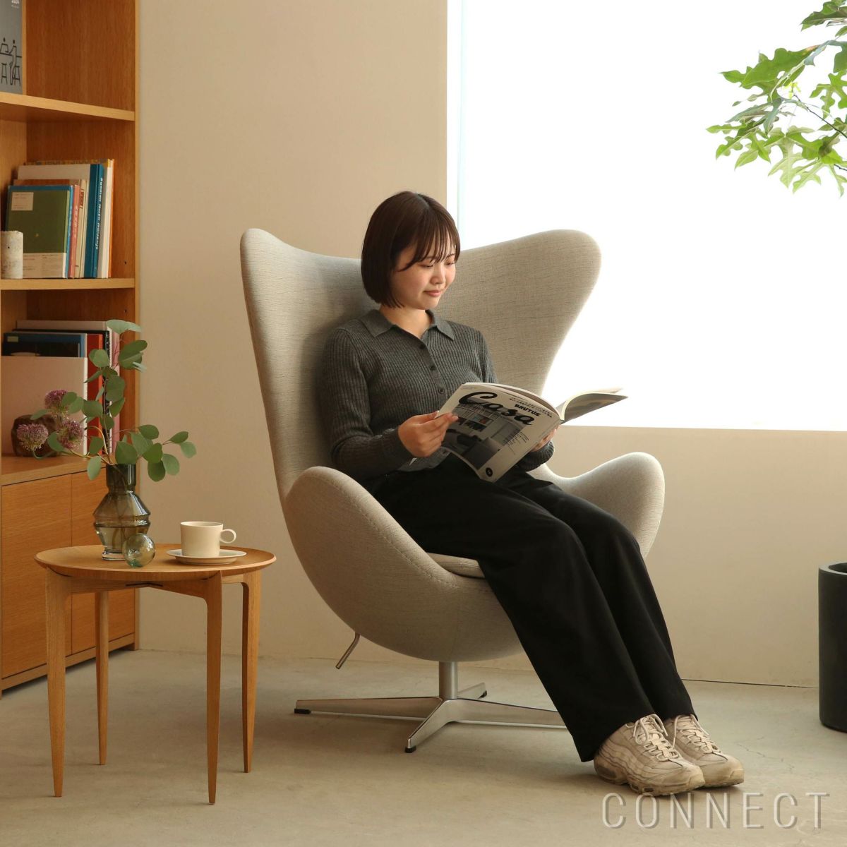 FRITZ HANSEN（フリッツ・ハンセン） / EGG（エッグチェア） / ラウンジチェア / Christianshavn（クリスチャンハウン） / ステンレススチール脚（サテン仕上げ）