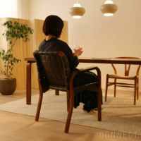 【アウトレット】Artek（アルテック） / ARMCHAIR 45（アームチェア45） / バーチ材・ウォルナットステイン / キルティングレザー / ダークブラウン / アームレスト・レザーカバー