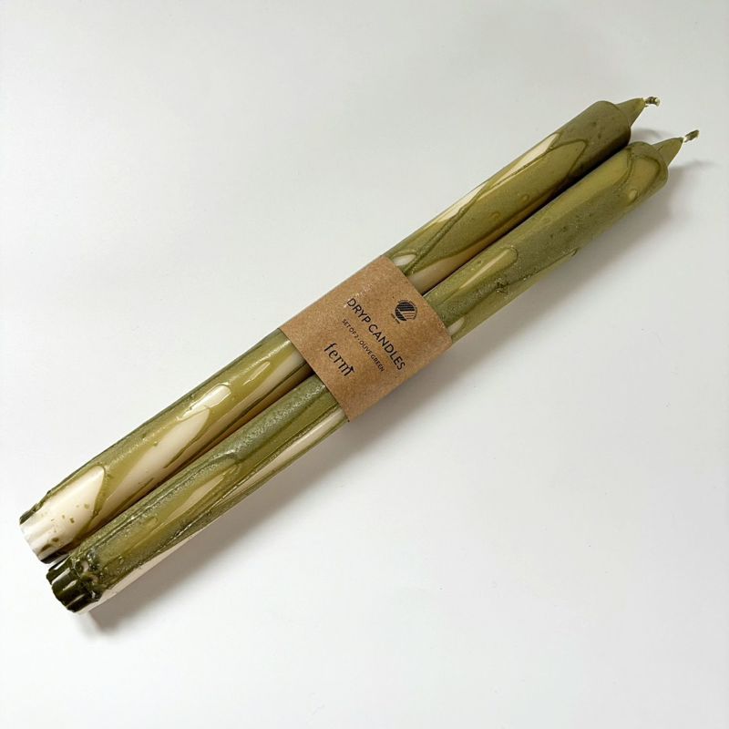 【アウトレット】Ferm Living（ファームリビング） / Dryp Candles （ドリップキャンドル） / 2個セット / オリーブグリーン