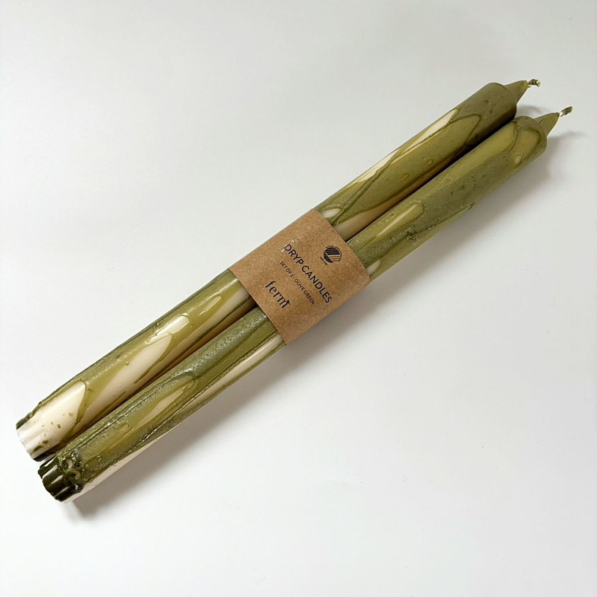 【アウトレット】Ferm Living（ファームリビング） / Dryp Candles （ドリップキャンドル） / 2個セット / オリーブグリーン