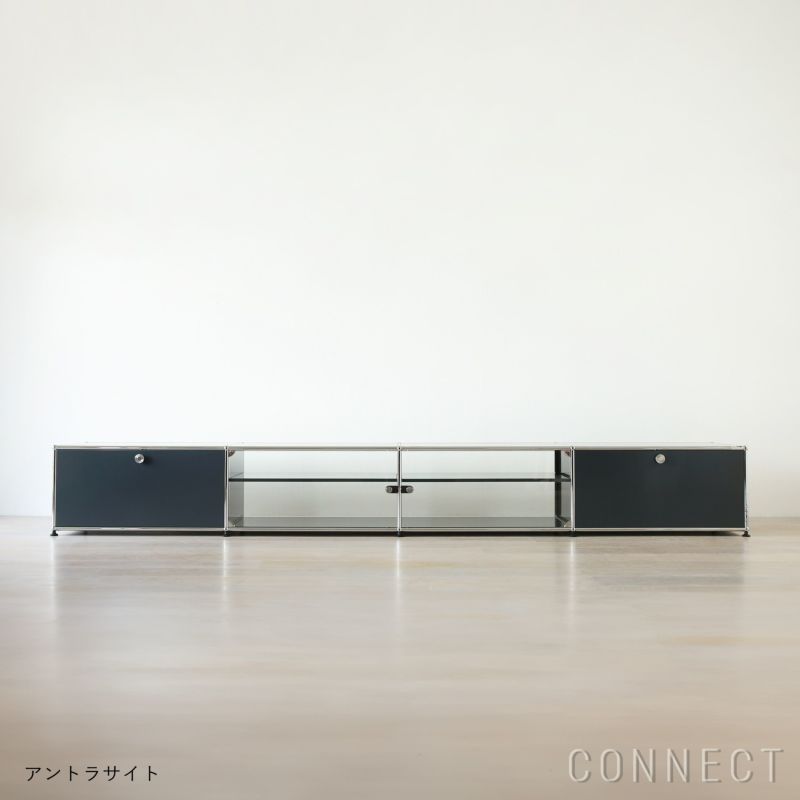 USMハラー（ユーエスエムハラー） / TV Board（テレビボード） / W3023×D523×H390mm / ドロップダウンドア×2 ガラスドア×2（ディバイダーシェルフ×2） / アントラサイト