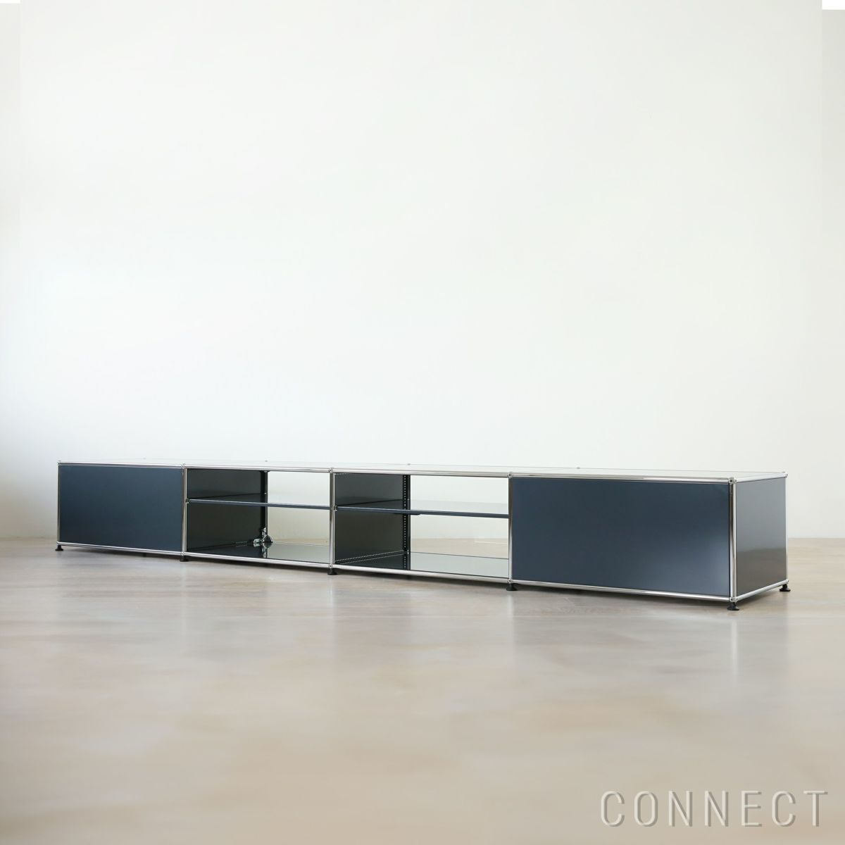 USMハラー（ユーエスエムハラー） / TV Board（テレビボード） / W3023×D523×H390mm / ドロップダウンドア×2 ガラスドア×2（ディバイダーシェルフ×2） / アントラサイト