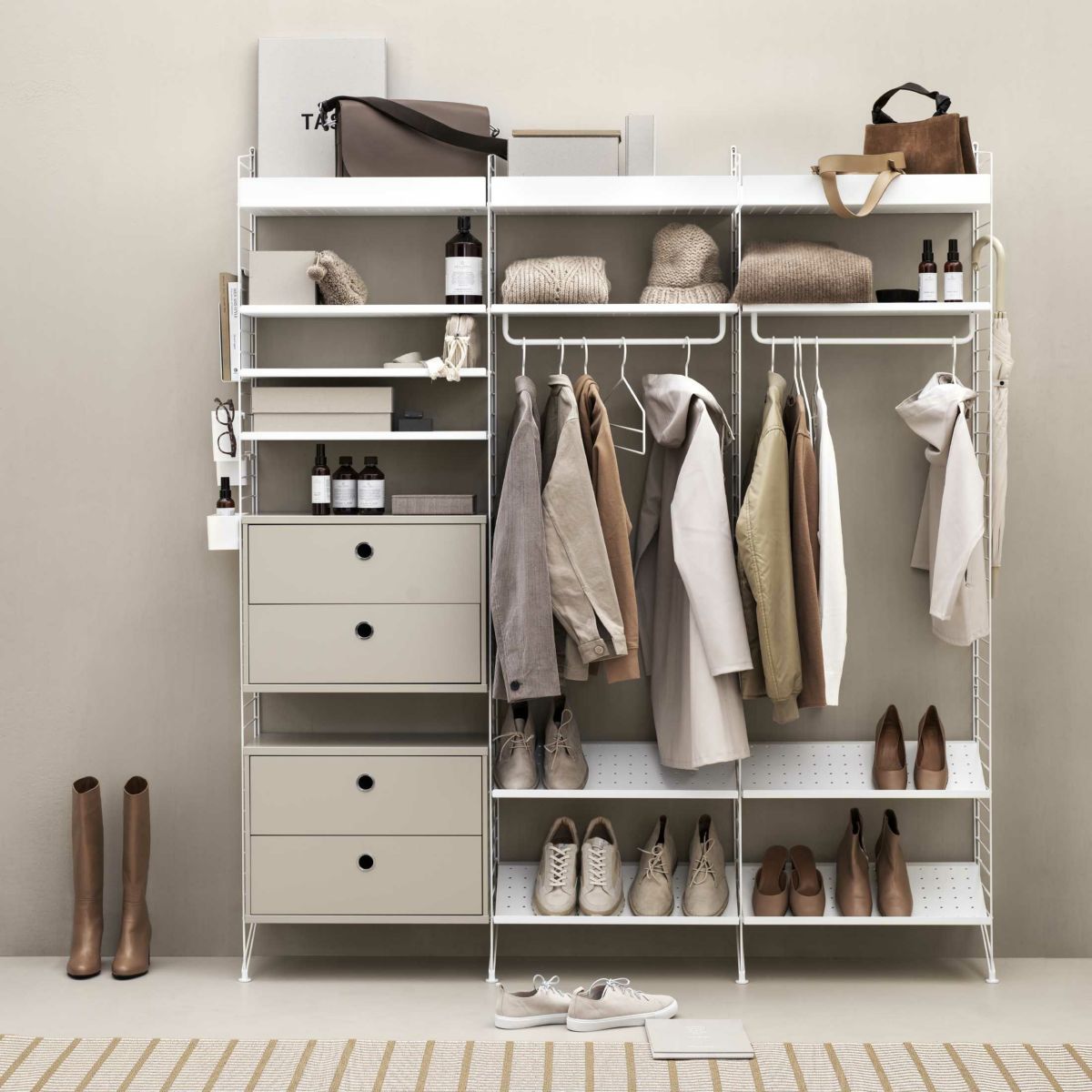 String Furniture（ストリング ファニチャー） / String System（ストリング システム） / メタルシェルフ用レール（ホワイト） / ミディアム W53cm / アクセサリーパーツ