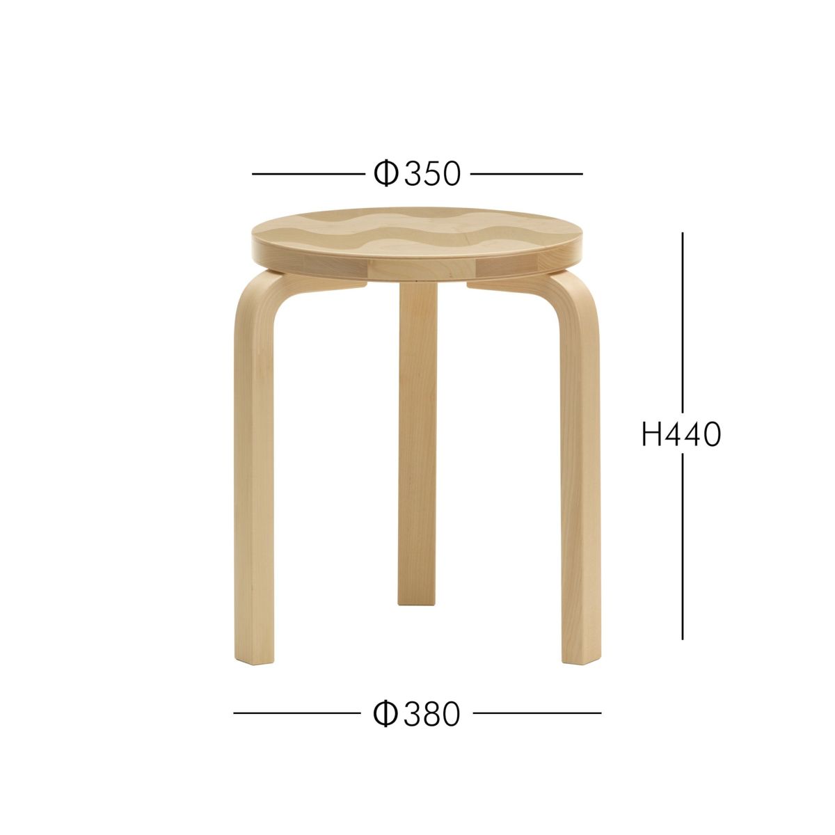 Artek（アルテック） ＋ Marimekko（マリメッコ） / STOOL 60 Lokki（スツール60 ロッキ） / バーチ材 / ナチュラルラッカー 《90周年 Anniversary editions》