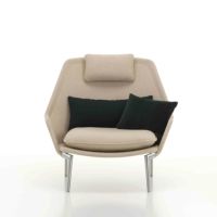 Vitra（ヴィトラ） / Slow Chair （スローチェア） / チェア：Flocca （フロッカ）カバーカラー：ベージュ / ベース：アルミ ポリッシュ / バッククッション 40×30cm Kvadrat Phlo× 0983（ホームセレクション） / バッククッション 65×30cm  Kvadrat Vidar 41062 （ホームセレクション） / ネッククッション付