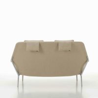 Vitra（ヴィトラ） / Slow Sofa (スローソファ) / Flocca (フロッカ）カバーカラー：ベージュ / ベース：アルミポリッシュ / バッククッション 65×30cm Kvadrat Reflex 0449 / バッククッション 40×30cm Hola 03 chestnut / バッククッション 60×40cm Dedar A perfect Flower col.003 / ネッククッション付