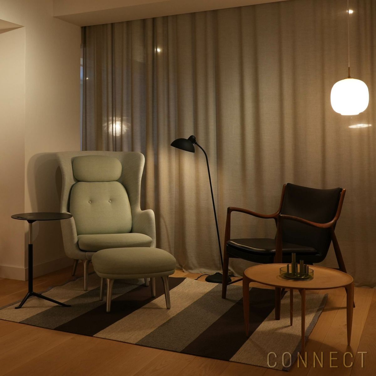 FRITZ HANSEN（フリッツ・ハンセン） / RO（ロオチェア） / サテン仕上げアルミ製ベース / Sunniva 132 ミントグリーン× Sunniva 723 ホワイト・ライトブルー / ラウンジチェア