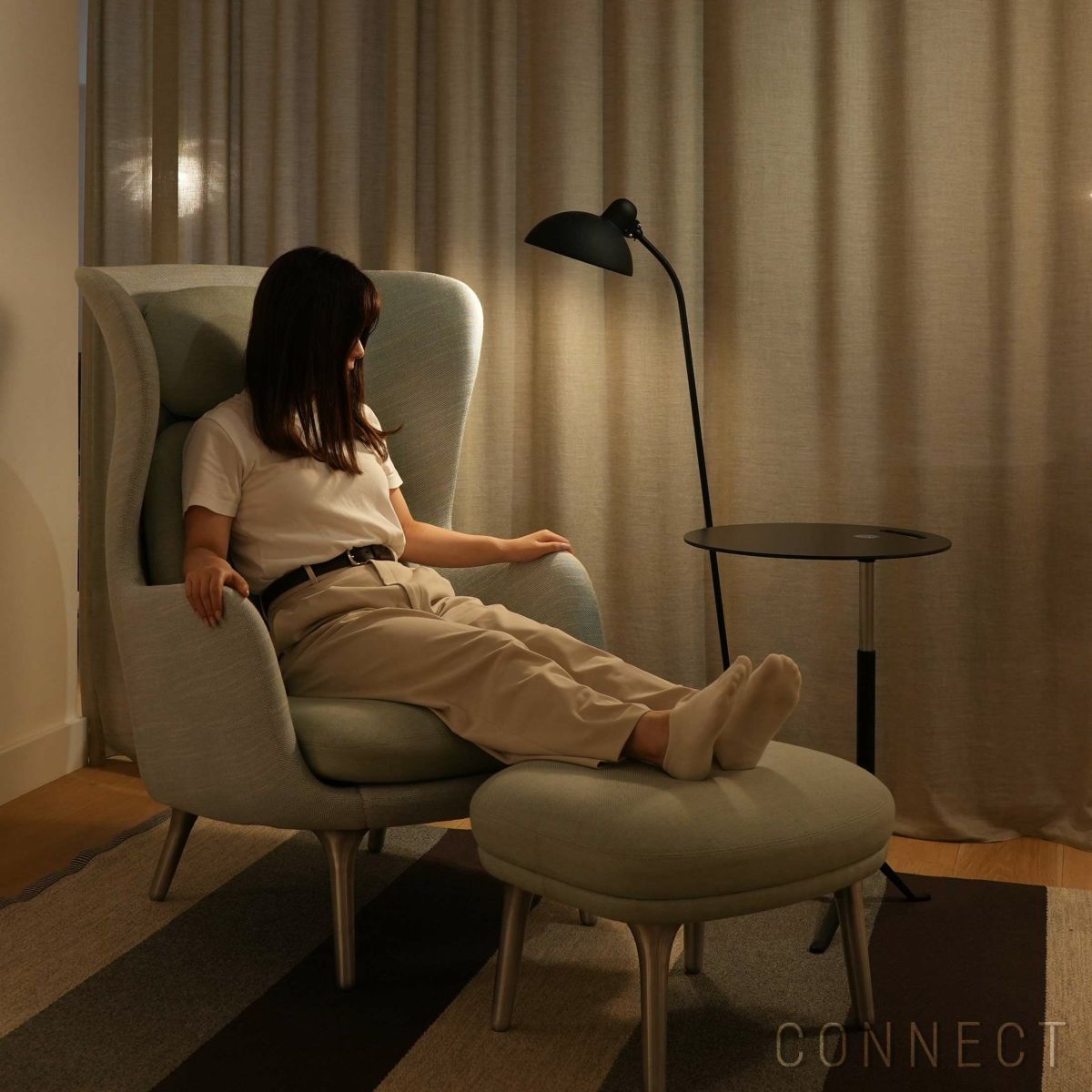 FRITZ HANSEN（フリッツ・ハンセン） / RO（ロオチェア） / サテン仕上げアルミ製ベース / Sunniva 132 ミントグリーン× Sunniva 723 ホワイト・ライトブルー / ラウンジチェア