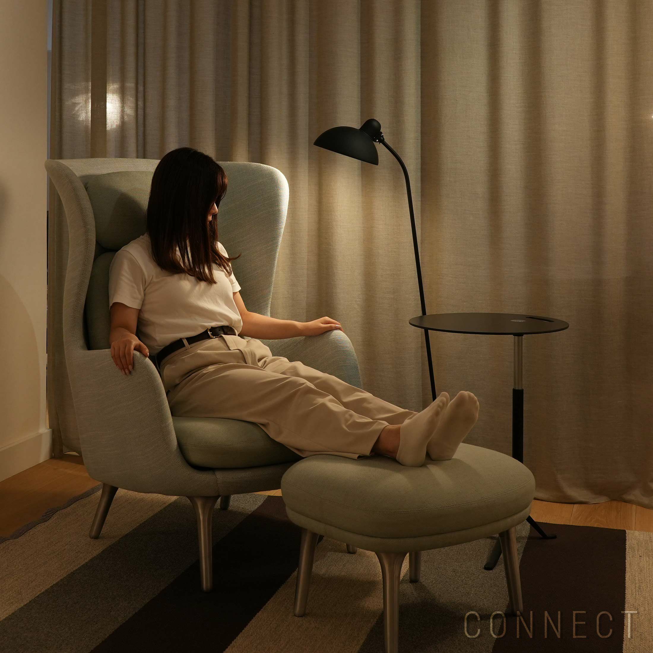 FRITZ HANSEN（フリッツ・ハンセン） / RO（ロオチェア） / サテン仕上げアルミ製ベース / Sunniva 132 ミントグリーン× Sunniva 723 ホワイト・ライトブルー / ラウンジチェア