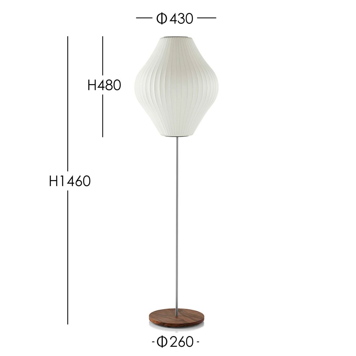 Herman Miller（ハーマンミラー） / NELSON PEAR LOTUS WALNUT FLOOR M（ネルソン ペア ロータス ウォルナット フロアM）  / フロアランプ《LED電球プレゼント》