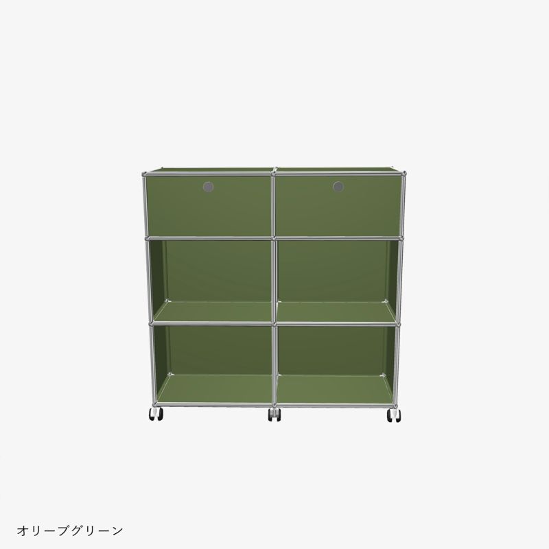 USMハラー（ユーエスエムハラー） / Counter（カウンター） / W1023×D373×H1030mm / ドロップダウンドア×2 / ソフトキャスター×4（内ロック×2） / オリーブグリーン