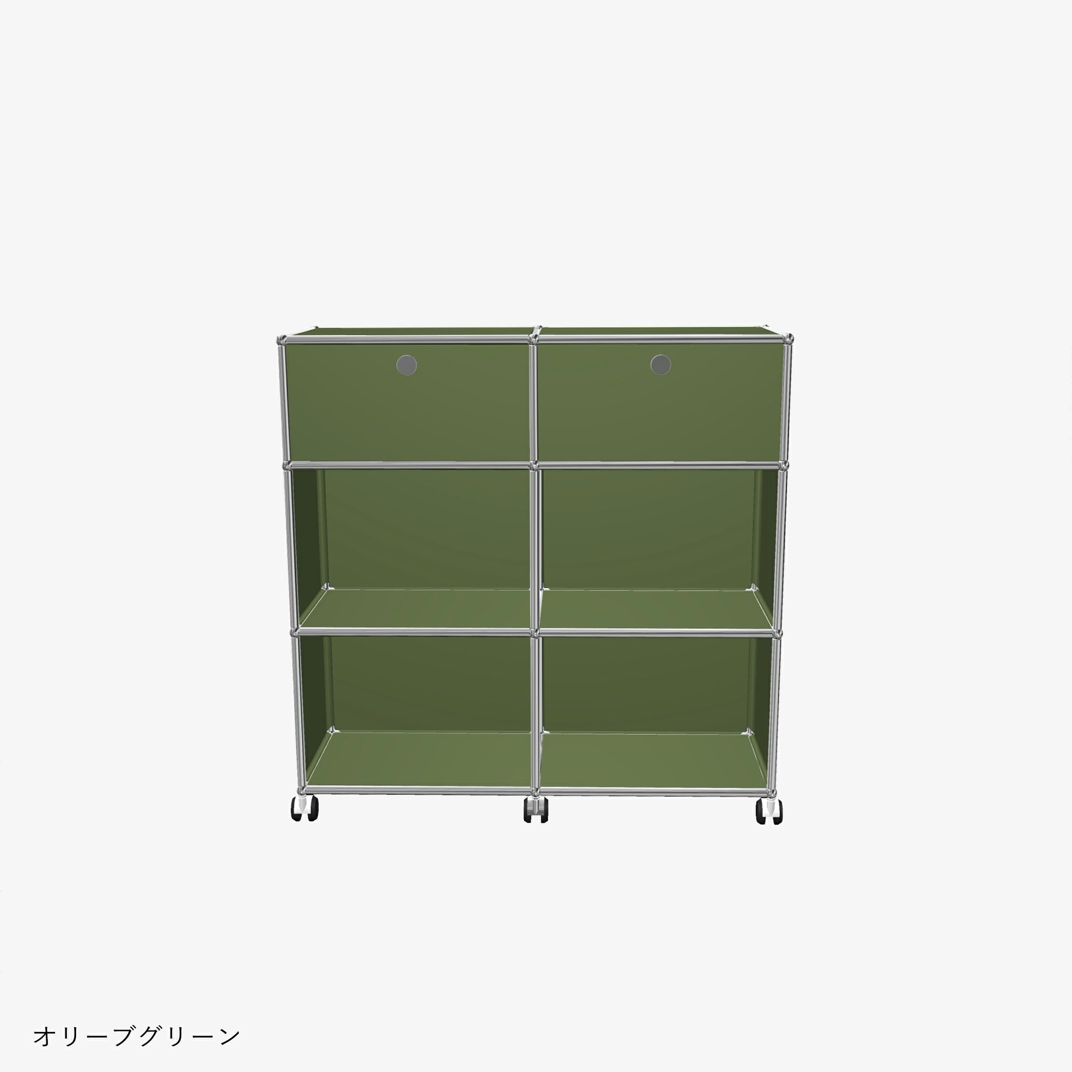 USMハラー（ユーエスエムハラー） / Counter（カウンター） / W1023×D373×H1030mm / ドロップダウンドア×2 / ソフトキャスター×4（内ロック×2） / オリーブグリーン