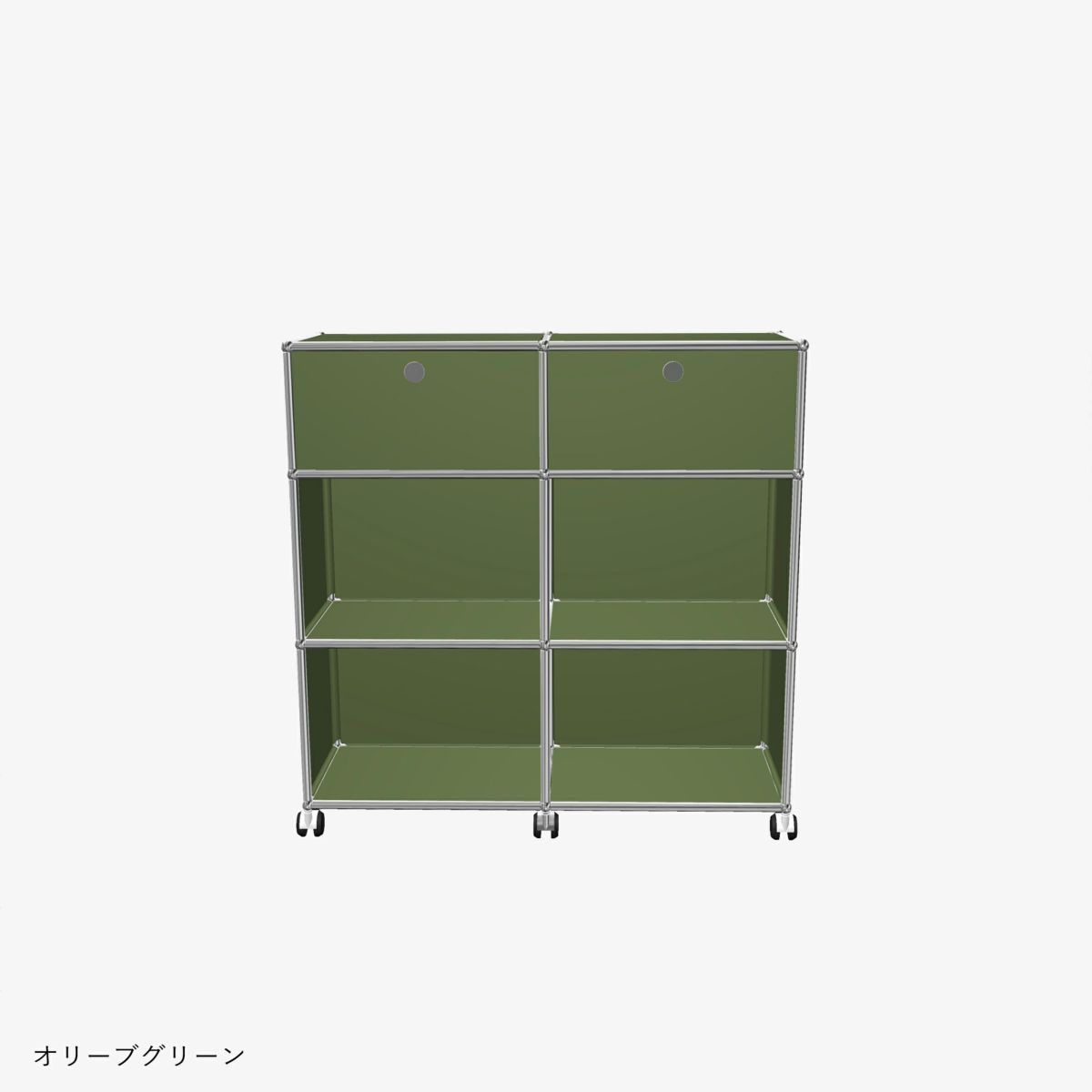 USMハラー（ユーエスエムハラー） / Counter（カウンター） / W1023×D373×H1030mm / ドロップダウンドア×2 / ソフトキャスター×4（内ロック×2） / オリーブグリーン
