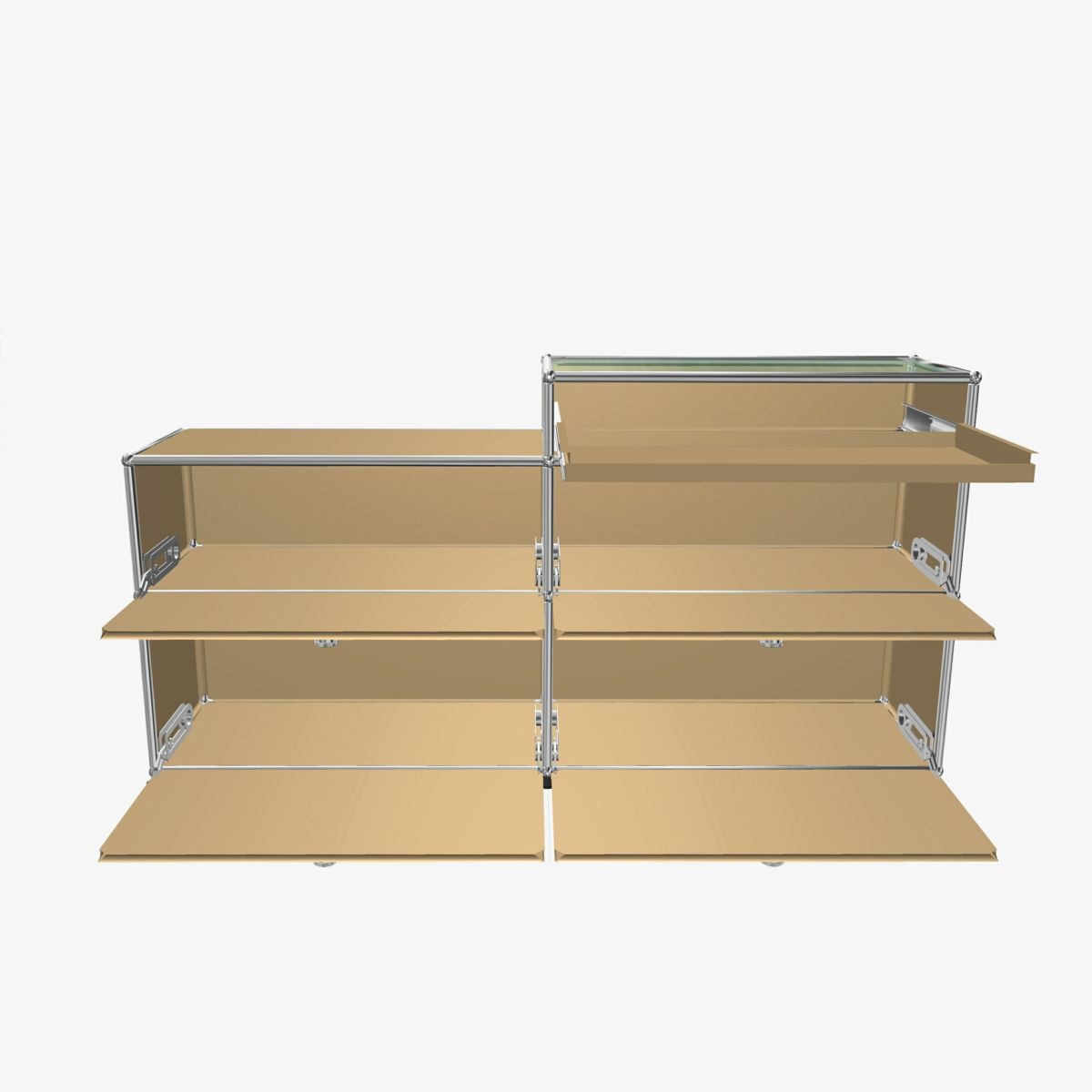 USMハラー（ユーエスエムハラー） / Sideboard（サイドボード） / W1523×D373×H790mm / ドロップダウンドア×4 / エクステンションシェルフ×1 / ガラスパネル×1 / USMベージュ