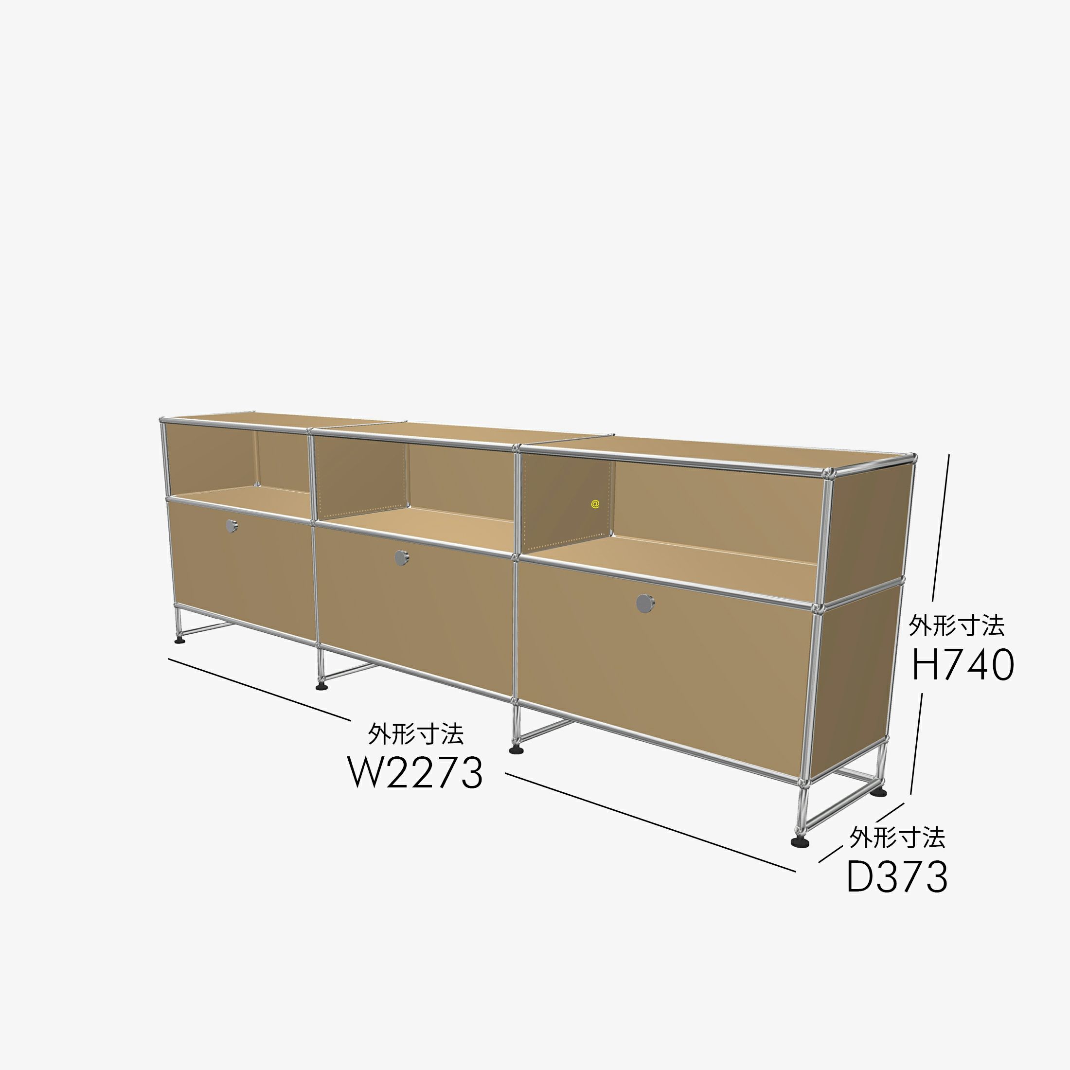 USMハラー（ユーエスエムハラー） / TV Board（テレビボード） / W2273×D373×H740mm / ドロップダウンドア×3 / カーブルカットアウト×1 / USMベージュ