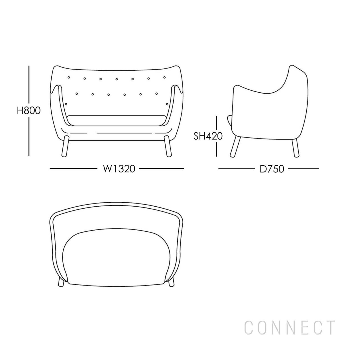 HOUSE OF FINN JUHL（ハウス・オブ・フィンユール） / 46 SOFA / オーク材・ダークオイル仕上げ / Hallingdal 407（ハリンダル） / ソファ