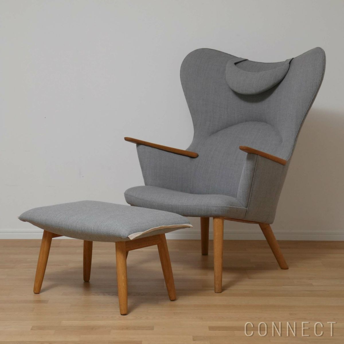 CARL HANSEN & SON（カール・ハンセン＆サン） / CH78 ラウンジチェア（復刻ママベア）ネックピロー付＋E016フットスツール / オーク材・オイル仕上げ