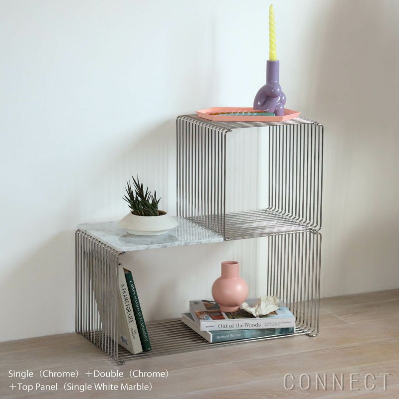 Montana（モンタナ） / Panton Wire（パントンワイヤー）3点セット / シングル（クローム）＋ダブル（クローム）＋トップパネル（シングル White Marble） / シェルフ