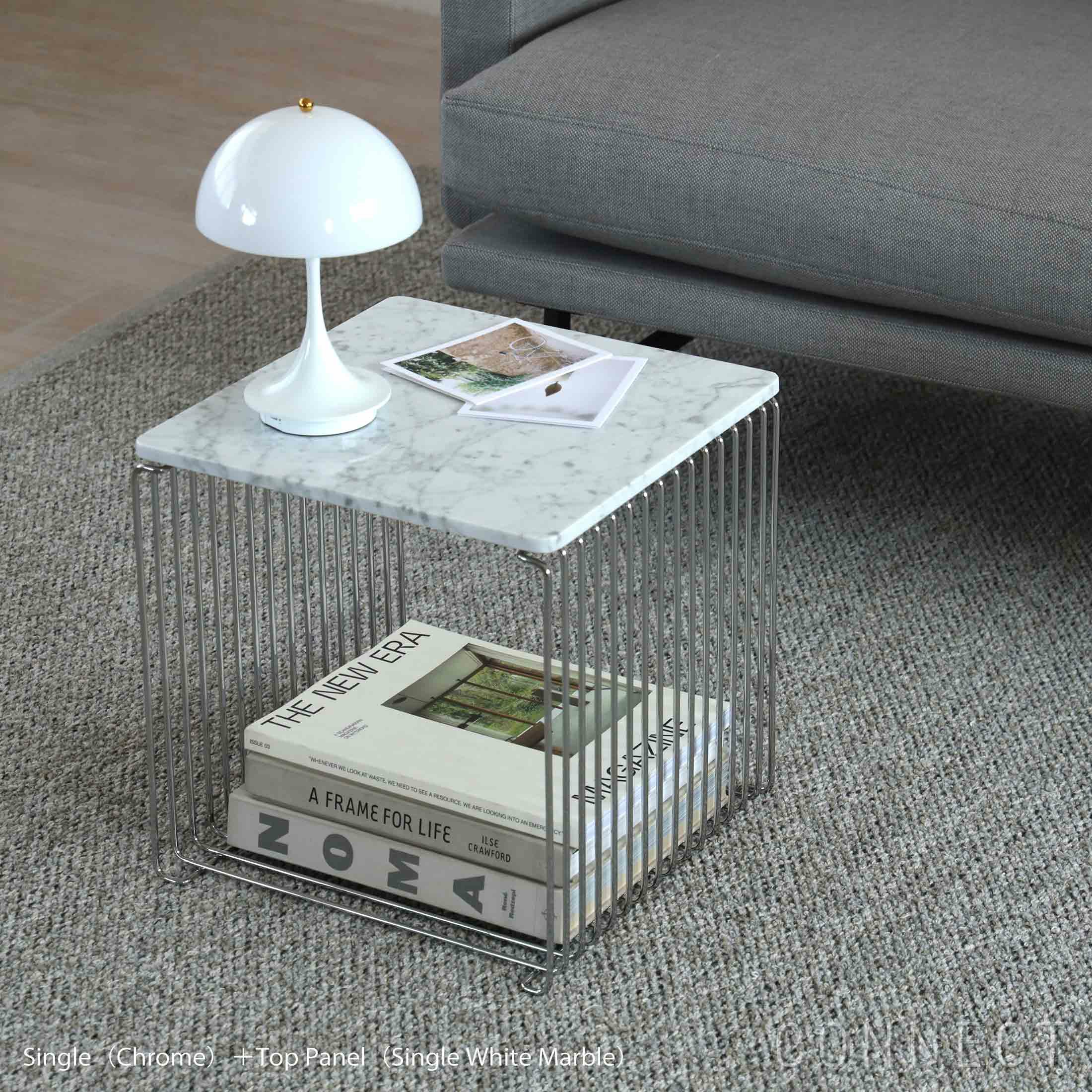 Montana（モンタナ） / Panton Wire（パントンワイヤー）2点セット / シングル（クローム）＋トップパネル（シングル White Marble） / シェルフ