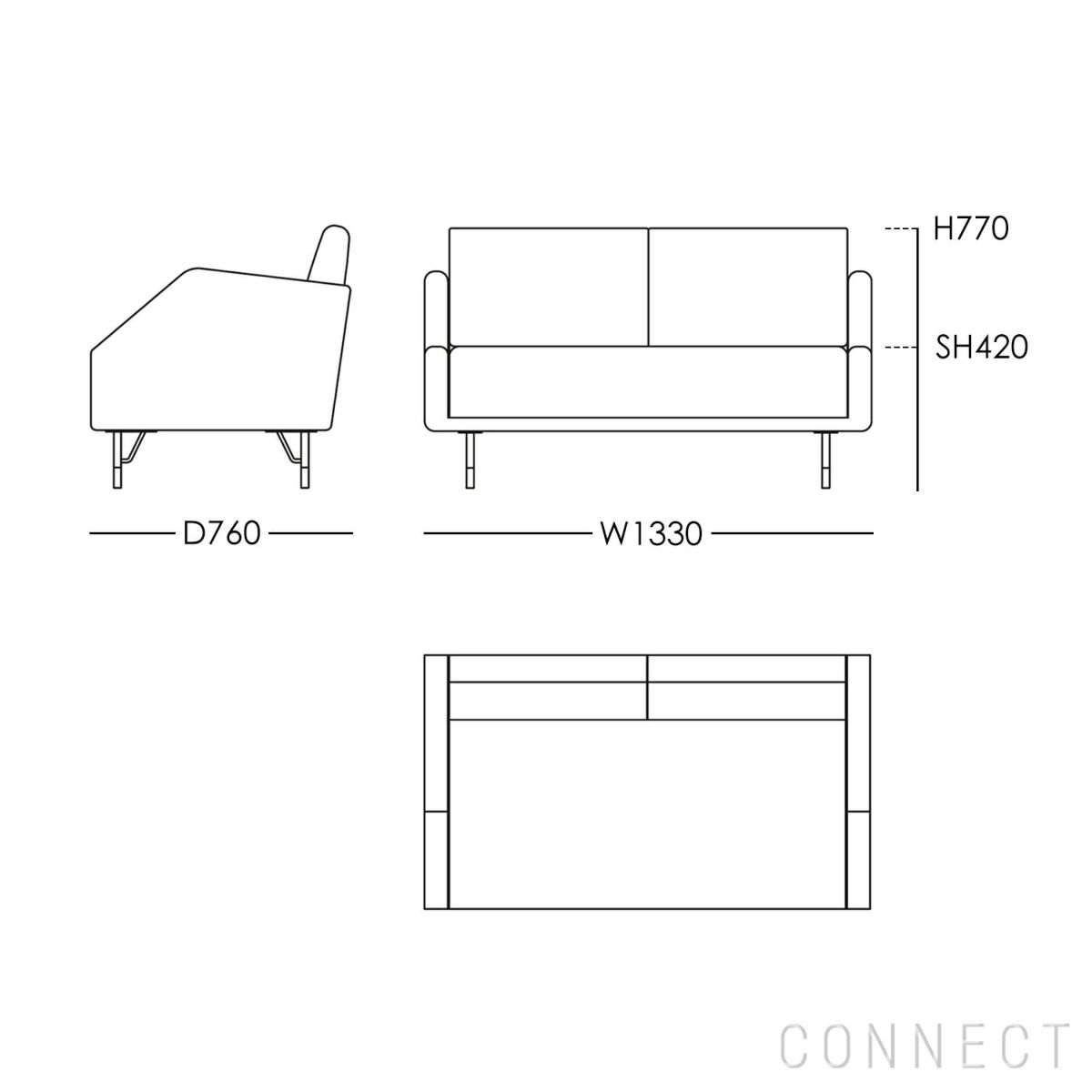 HOUSE OF FINN JUHL（ハウス・オブ・フィンユール） / 77 SOFA 2 SEATER（2シーターソファ） / レザー（Vegetal Nature） 脚：オーク材・ダークオイル仕上げ