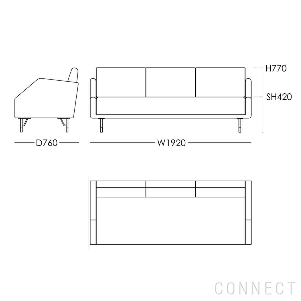 HOUSE OF FINN JUHL（ハウス・オブ・フィンユール） / 77 SOFA 3 SEATER（3シーターソファ） / Hallingdal 227・103（ハリンダル） 脚：ウォルナット材・オイル仕上げ