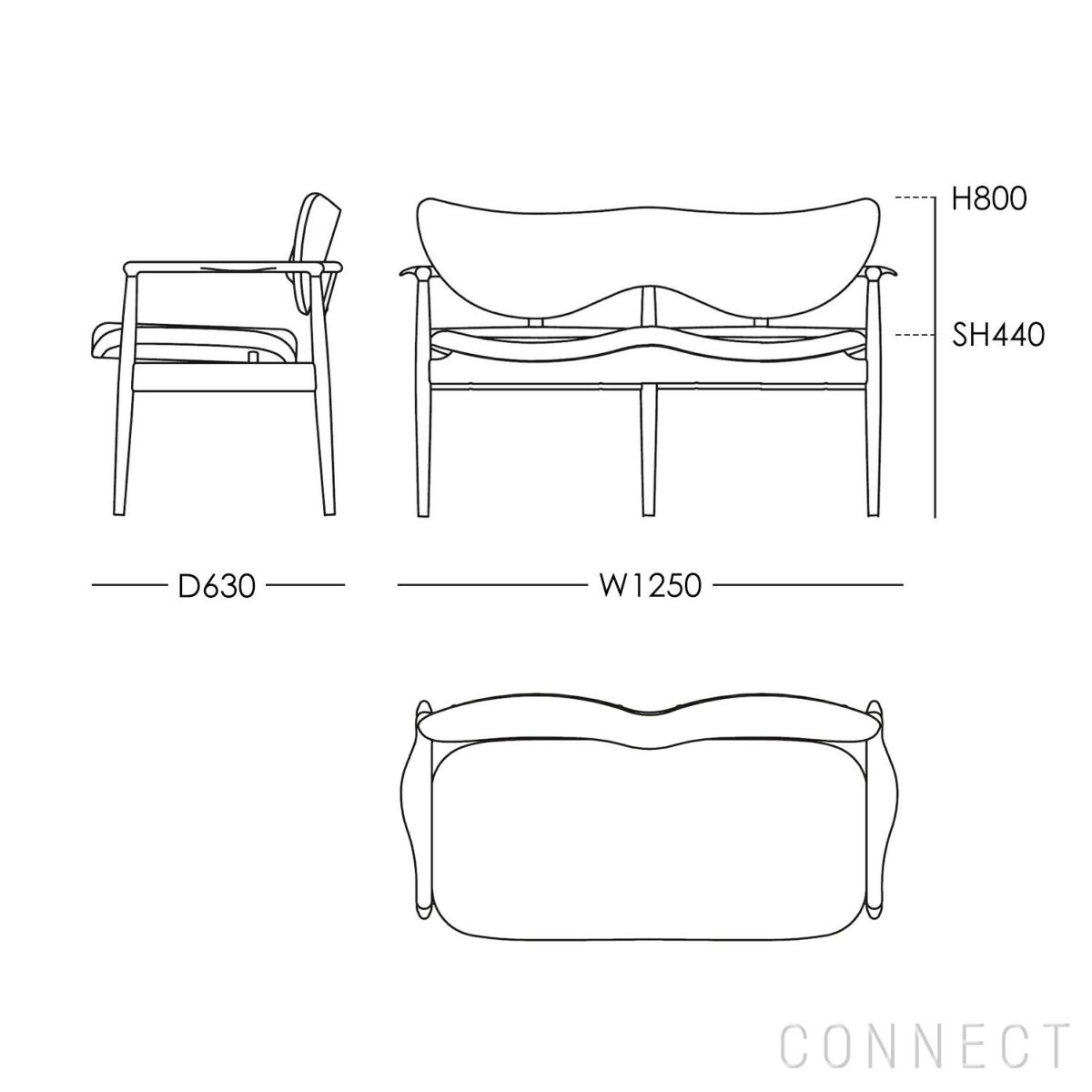 HOUSE OF FINN JUHL（ハウス・オブ・フィンユール） / 48 SOFA BENCH / ウォルナット材・オイル仕上げ・レザー（Vegetal Nature） / ベンチ