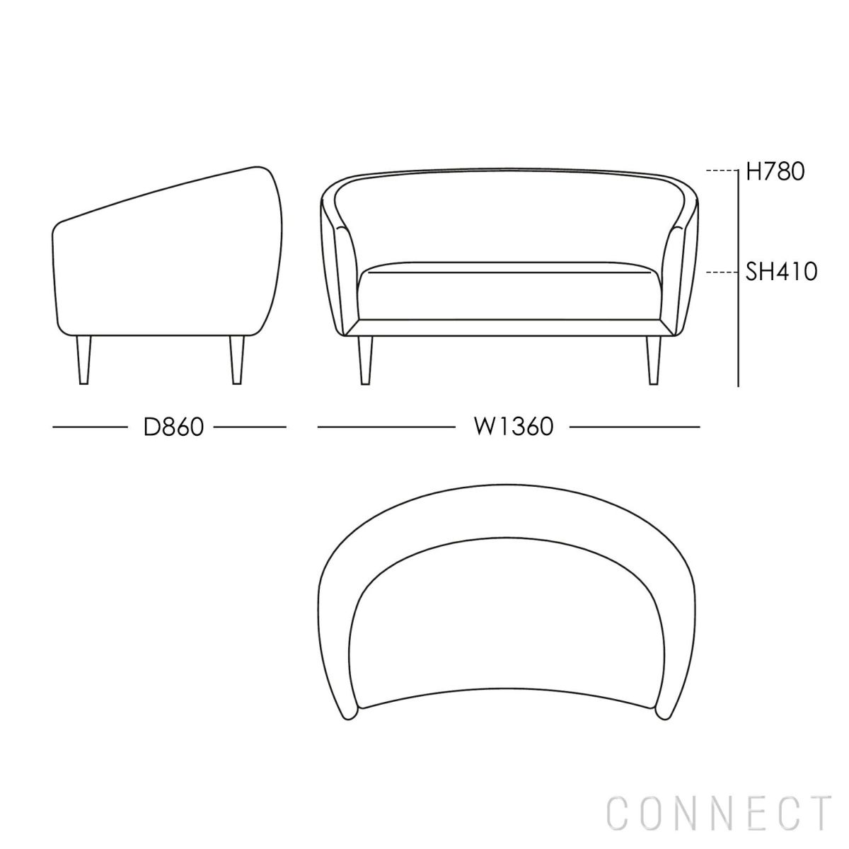 HOUSE OF FINN JUHL（ハウス・オブ・フィンユール） / LITTLE MOTHER SOFA 2 SEATER（リトルマザーソファ ２シーター） / ウォルナット材・オイル仕上げ / Hallingdal 227（ハリンダル）