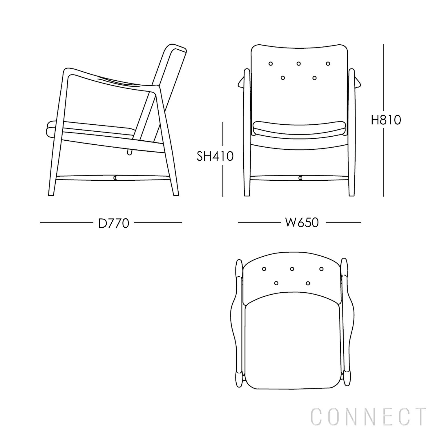 HOUSE OF FINN JUHL（ハウス・オブ・フィンユール） / FIREPLACE CHAIR（ファイアープレイスチェア） / ウォルナット材・オイル仕上げ・エレガンスレザー（Elegance Black） / ラウンジチェア