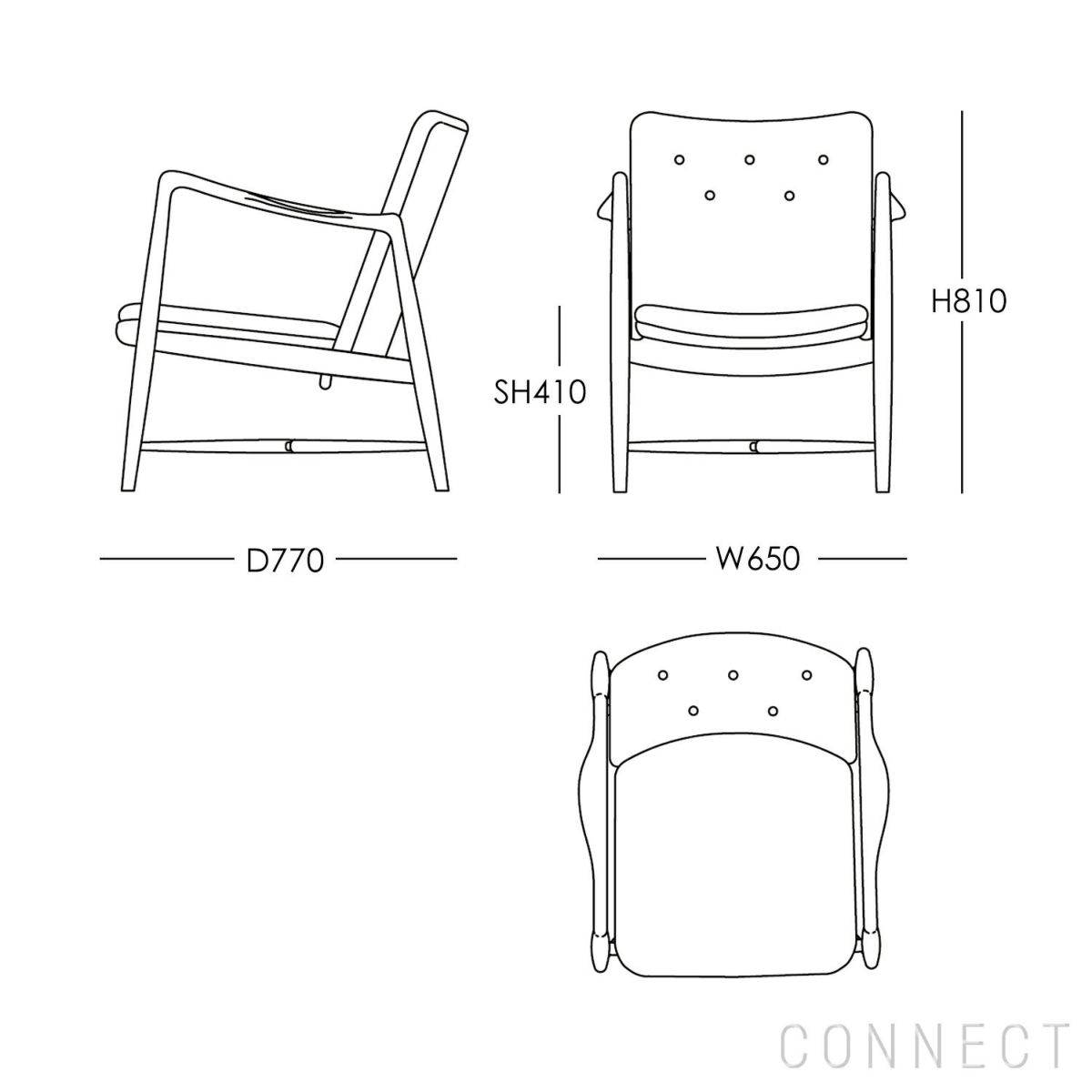 HOUSE OF FINN JUHL（ハウス・オブ・フィンユール） / FIREPLACE CHAIR（ファイアープレイスチェア） / ウォルナット材・オイル仕上げ・エレガンスレザー（Elegance Black） / ラウンジチェア