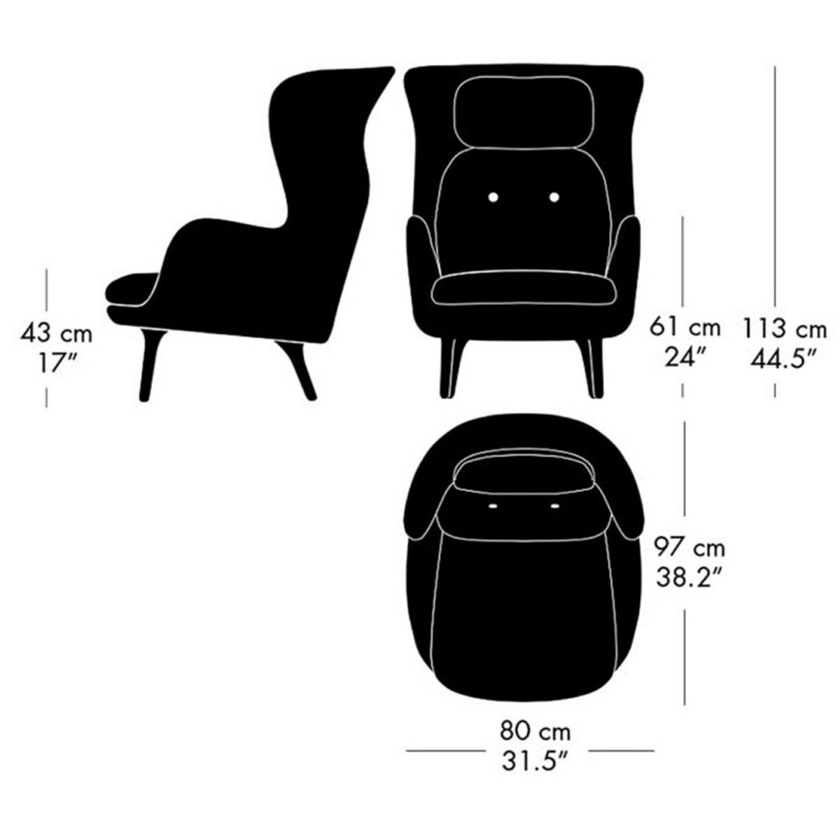  【ポイント15倍】FRITZ HANSEN（フリッツ・ハンセン） / RO（ロオチェア）フットスツールセット / ラウンジチェア