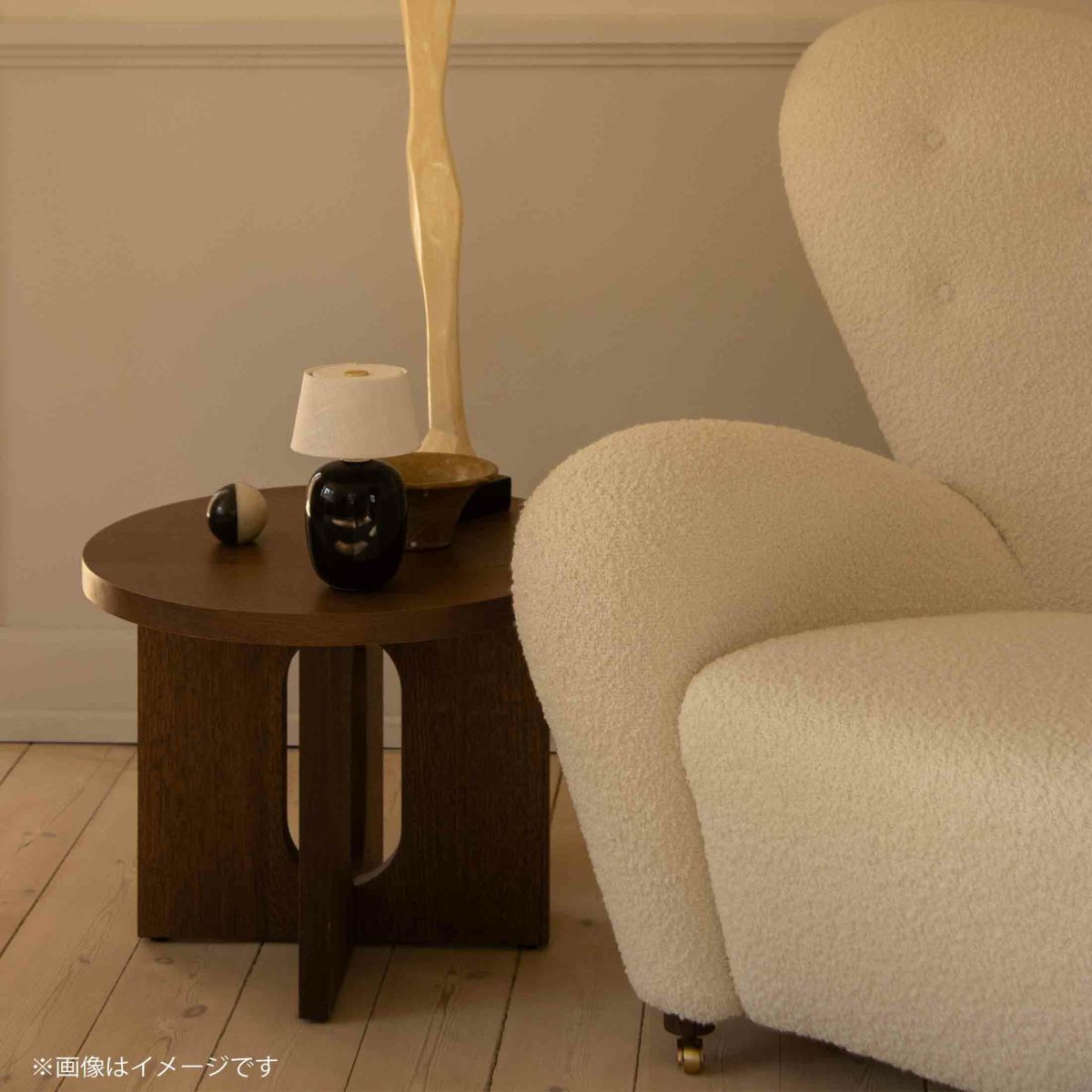 【ジャパンディセット】Audo Copenhagen（オドー・コペンハーゲン） / ANDROGYNE SIDE TABLE（アンドロジーン サイドテーブル）Φ50 / KUNIS BRECCIA STONE / 大理石 / ナチュラルオークベース+ TORSO PORTABLE LAMP （トルソー ポータブル ランプ） / 全3色 / テーブルランプ
