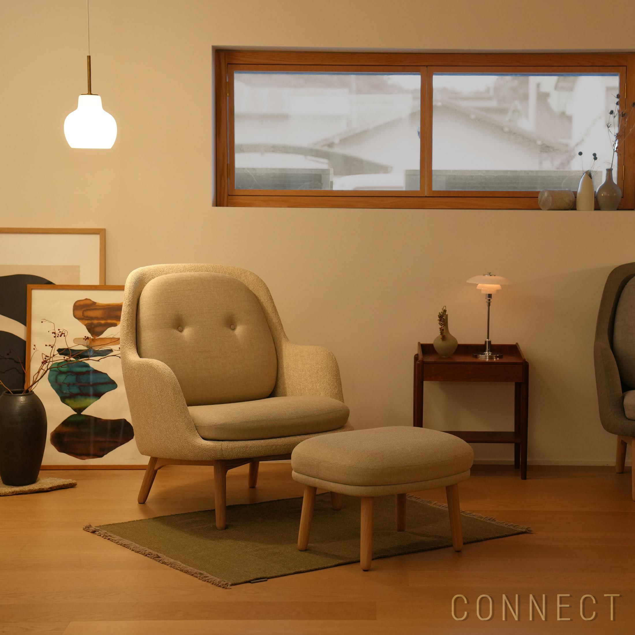 FRITZ HANSEN（フリッツ・ハンセン） / FRI FOOT STOOL（フリチェア用フットスツール） / ウッドベース / Sunniva（スニバ）233 ライトベージュ×Moss（モス）0019